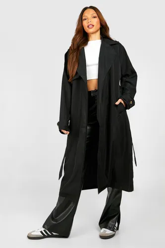 Womens Tall Woven Oversized Trench Coat - Black - 10, Black