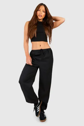 Womens Tall Woven Pocket Detail Cuffed Cargo Trousers - Black - 8, Black