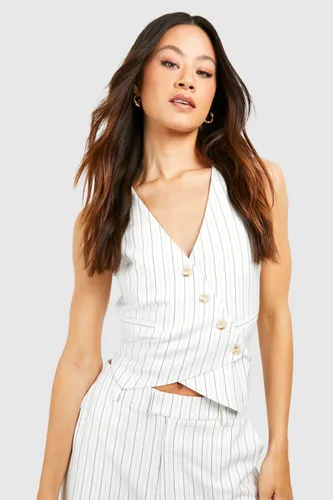 Womens Tall Woven Stripe Tailored Oversized Blazer - White - 12, White