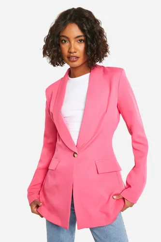 Womens Tall Woven Tailored Fitted Blazer - Pink - 8, Pink