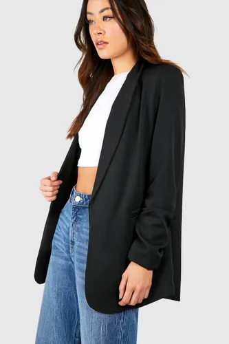 Womens Tall Woven Tailored Longline Blazer - Black - 8, Black