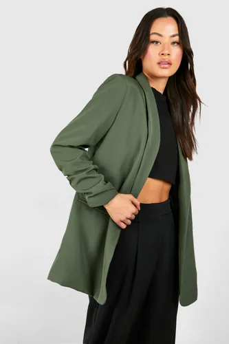 Womens Tall Woven Tailored Longline Blazer - Green - 8, Green