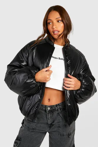 Womens Tall Zip Padded Puffer Jacket - Black - 10, Black