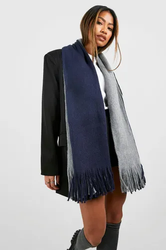 Womens Tassel Fringe Blanket Scarf - Blue - One Size, Blue