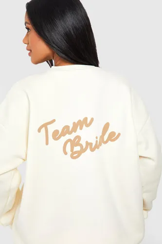 Womens Team Bride Slogan Oversized Sweatshirt - Cream - Xl, Cream