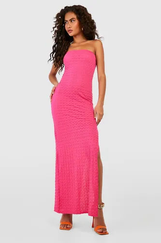 Womens Textured Bandeau Maxi Dress - Pink - 14, Pink