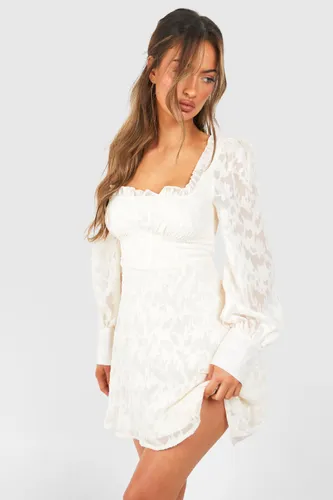 Womens Textured Corset Milkmaid Mini Dress - White - 10, White