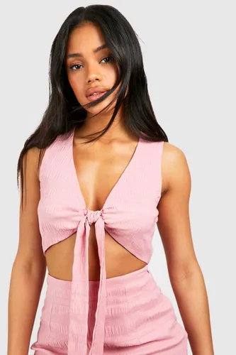 Womens Textured Knot Front Bralette - Pink - 14, Pink
