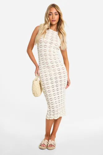 Womens Textured Low Back Maxi Dress - White - 8, White