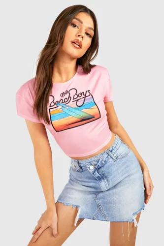Womens The Beach Boys License Band Baby Tee - Pink - 6, Pink