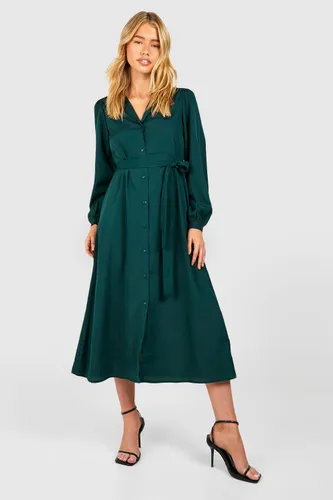 Womens The Midaxi Shirt Dress - Green - 16, Green