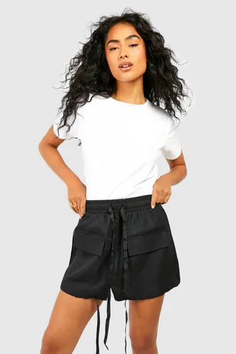 Womens Tie Detail Cargo Mini Skirt - Black - 8, Black