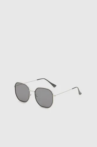 Womens Tinted Metal Frame Round Sunglasses - Grey - One Size, Grey