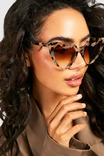 Womens Tortoise Shell Heart Sunglasses - Brown - One Size, Brown