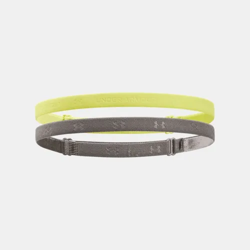 Women's  Under Armour  Adjustable Mini Headbands 2-Pack Lime Yellow / Pewter