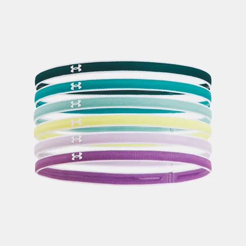 Women's  Under Armour  Mini Headbands - 6 Pack Hydro Teal / Circuit Teal / White
