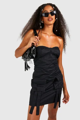 Womens Utility Bandeau Mini Dress - Black - 14, Black