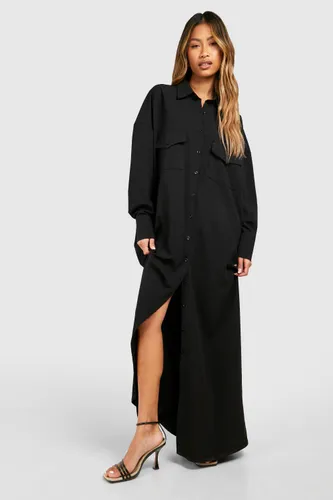 Womens Utility Maxi Shirt Dress - Black - 8, Black