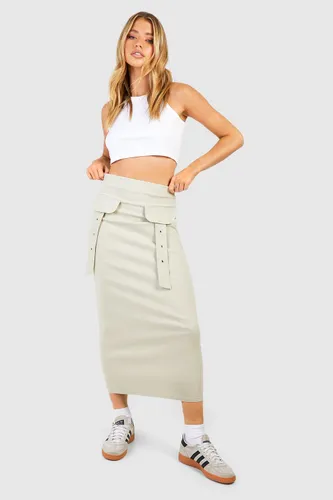 Womens Utility Midaxi Skirt - Beige - 6, Beige