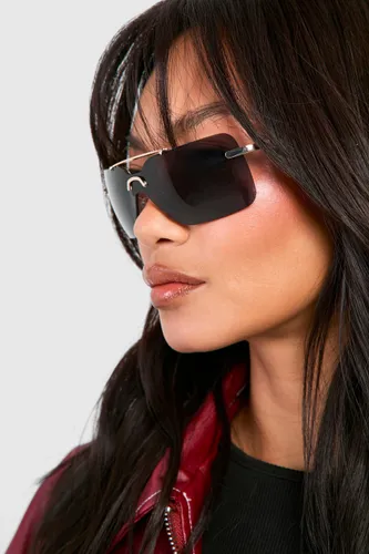 Womens Visor Metal Frame Sunglasses - Gold - One Size, Gold