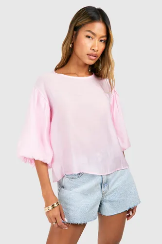 Womens Volume Sleeve Blouse - Pink - 6, Pink