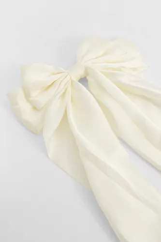 Womens White Large Satin Bow Hair Clip - One Size, White