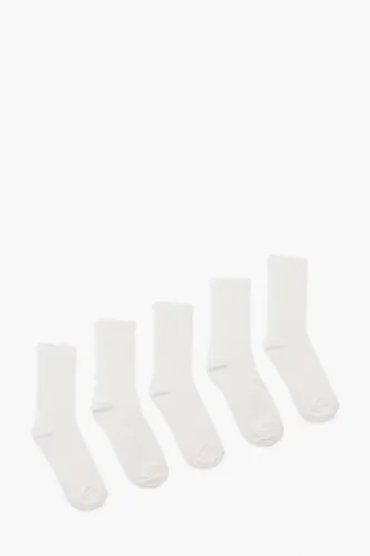 Womens White Sports Socks 5 Pack - One Size, White