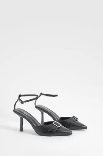 Womens Wide Fit Buckle Detail Court Shoes - Black - 6, Black
