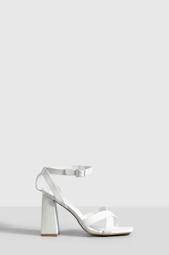 Womens Wide Fit Cross Strap Buckle Detail Two Parts - White - 3, White