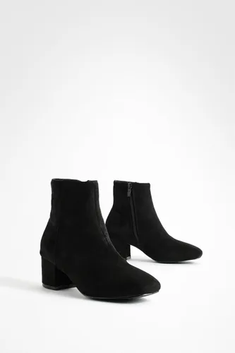 Womens Wide Fit Low Block Heel Shoe Boots - Black - 3, Black