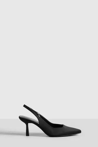 Womens Wide Fit Low Slingback Court Shoes - Black - 7, Black
