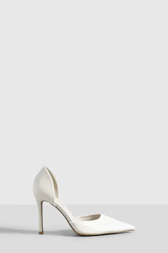 Womens Wide Fit Patent Cut Out Court Shoe - Cream - 3, Cream