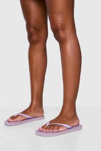 Womens Wide Fit Round Toe Flip Flops - Purple - 3, Purple