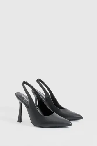 Womens Wide Fit Slingback Court Shoes - Black - 3, Black