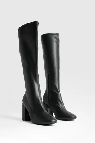 Womens Wide Fit Stretch Knee High Boots - Black - 8, Black