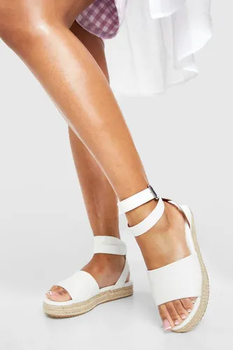 Womens Wide Fit Two Part Flatform Sandals - White - 5, White