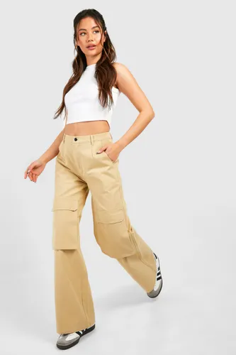 Womens Wide Leg Pocket Detail Cargo Trouser - Beige - 6, Beige