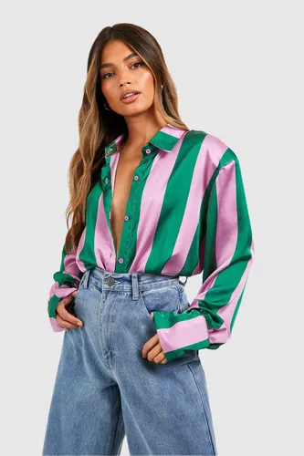 Womens Wide Stripe Deep Cuff Shirt - Multi - 6, Multi