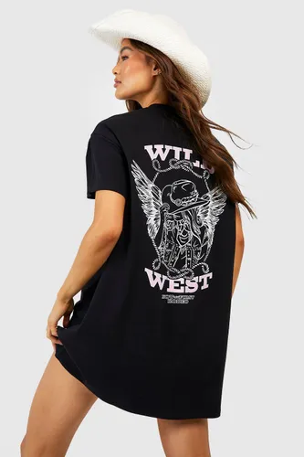 Womens Wild West Oversized T-Shirt Dress - Black - 10, Black