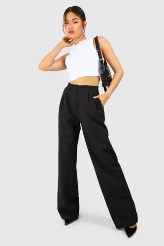 Womens Woven Casual Straight Fit Trousers - Black - 10, Black