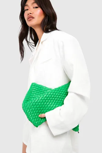 Womens Woven Clutch Bag - Green - One Size, Green