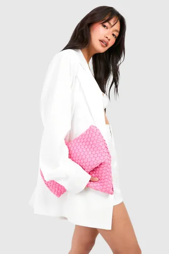 Womens Woven Clutch Bag - Pink - One Size, Pink
