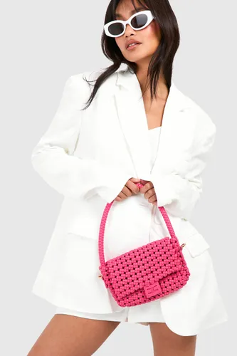 Womens Woven Shoulder Bag - Pink - One Size, Pink