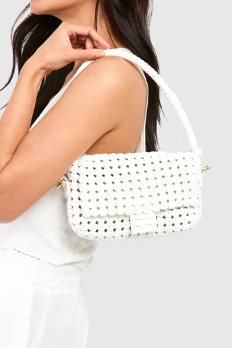 Womens Woven Shoulder Bag - White - One Size, White