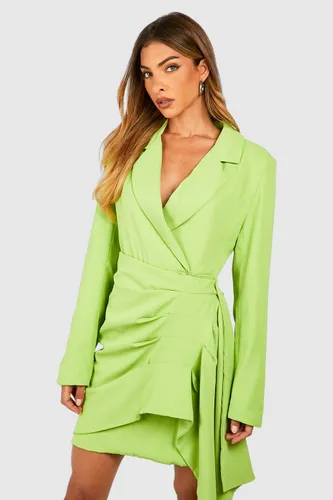 Womens Wrap Detail Blazer Dress - Green - 8, Green