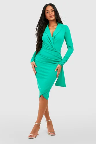 Womens Wrap Detail Fitted Blazer Midi Dress - Green - 16, Green