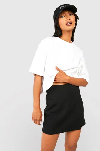 Womens Wrap Over Crepe Mini Skirt - Black - 6, Black