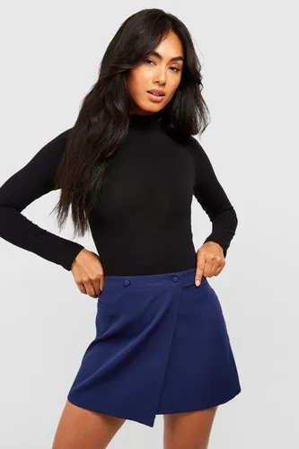 Womens Wrap Over Tailored Mini Skirt - Black - 8, Black