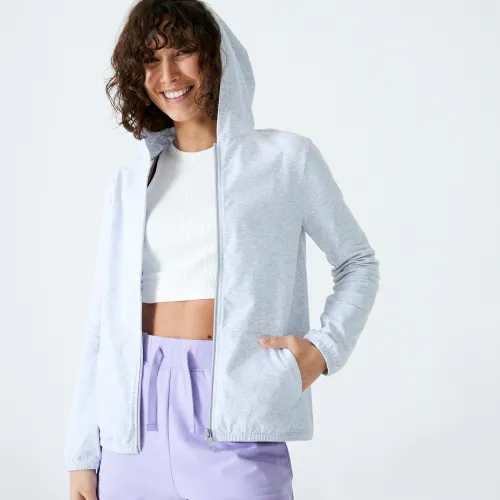 Women's Zip-up Fitness Sweatshirt 100 - Light Grey