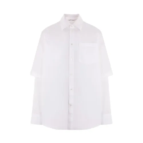 Wood Wood , White Cotton Poplin Shirt ,White male, Sizes: